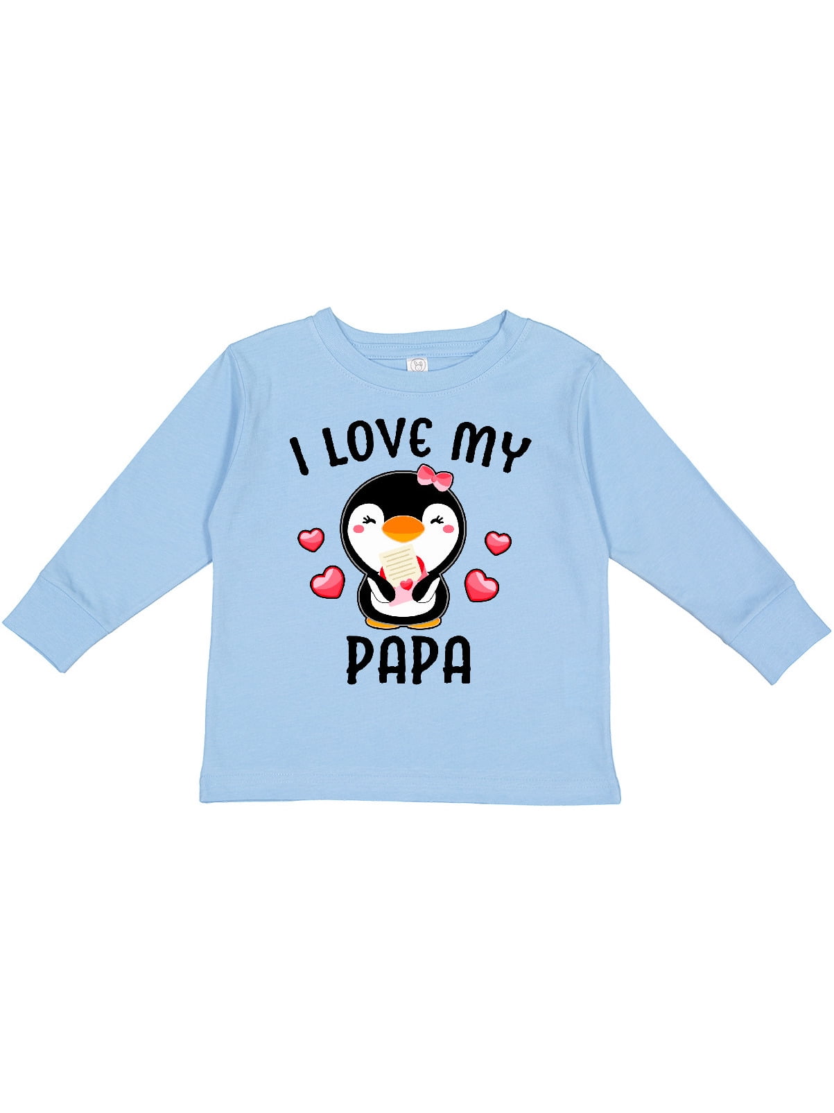 Inktastic I Love My Papa with Cute Penguin and Hearts Girls Long