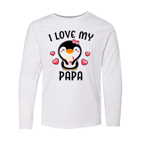 Inktastic I Love My Papa with Cute Penguin and Hearts Long Sleeve Youth T-Shirt