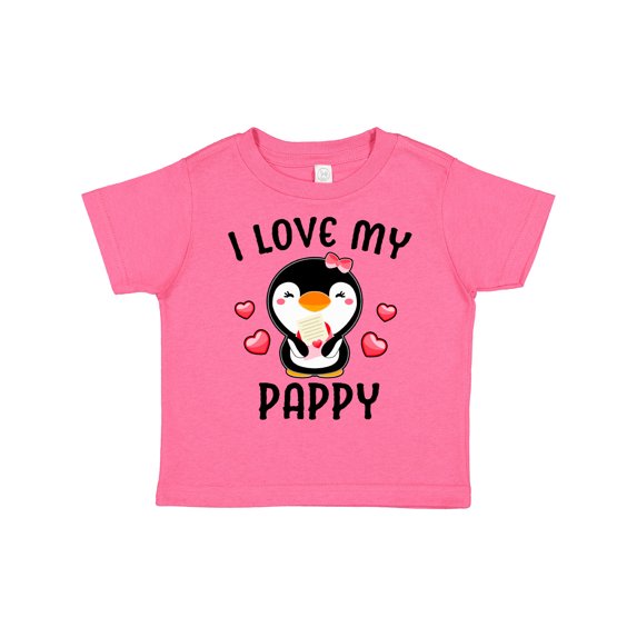 Inktastic I Love My Pappy with Cute Penguin and Hearts Girls Toddler T-Shirt