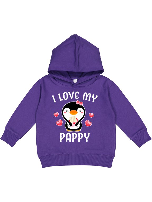 I Love My Pappy with Cute Penguin and Hearts Toddler Hoodie