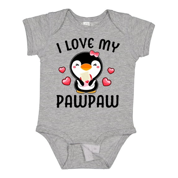 Inktastic I Love My Pawpaw with Cute Penguin and Hearts Girls Baby Bodysuit