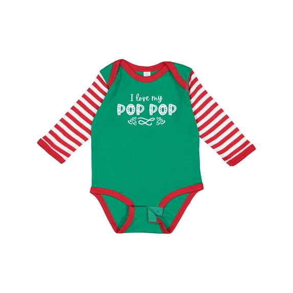 Inktastic I Love My Pop Pop with Hearts Boys or Girls Long Sleeve Baby Bodysuit