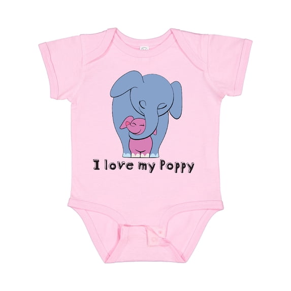 Inktastic I Love My Poppy Elephant Blue Pink Girls Baby Bodysuit