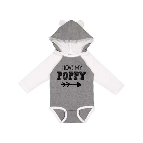 Inktastic I Love My Poppy with Arrow Boys or Girls Long Sleeve Baby Bodysuit