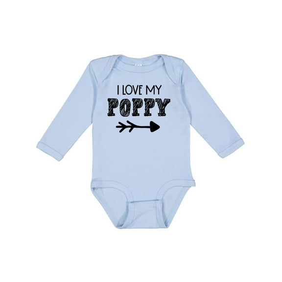 Inktastic I Love My Poppy with Arrow Boys or Girls Long Sleeve Baby Bodysuit