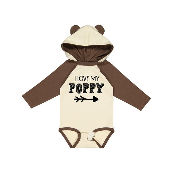 Inktastic I Love My Poppy with Arrow Boys or Girls Long Sleeve Baby Bodysuit