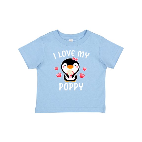 Inktastic I Love My Poppy with Cute Penguin and Hearts Girls Baby T-Shirt