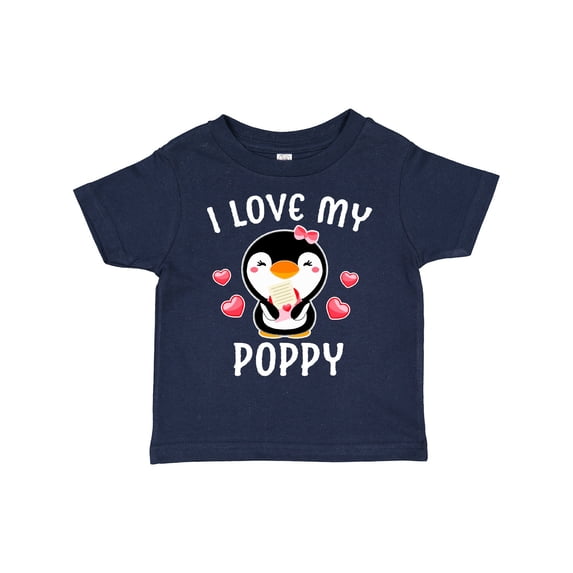 Inktastic I Love My Poppy with Cute Penguin and Hearts Girls Toddler T-Shirt