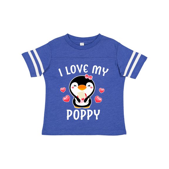 Inktastic I Love My Poppy with Cute Penguin and Hearts Girls Toddler T-Shirt