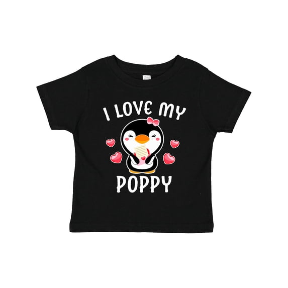 Inktastic I Love My Poppy with Cute Penguin and Hearts Girls Toddler T-Shirt