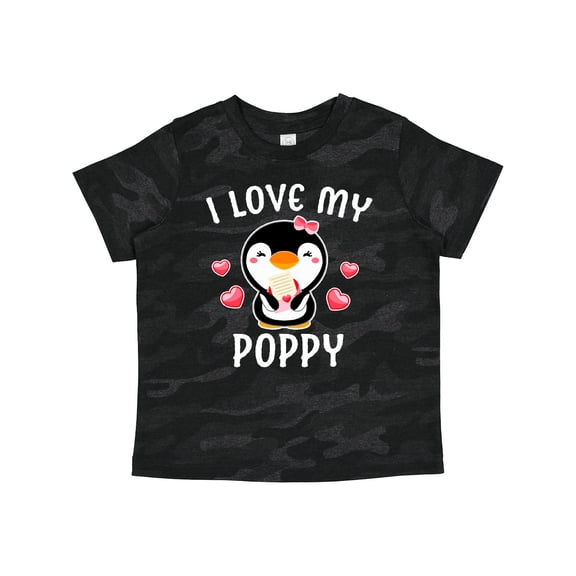 Inktastic I Love My Poppy with Cute Penguin and Hearts Girls Toddler T-Shirt