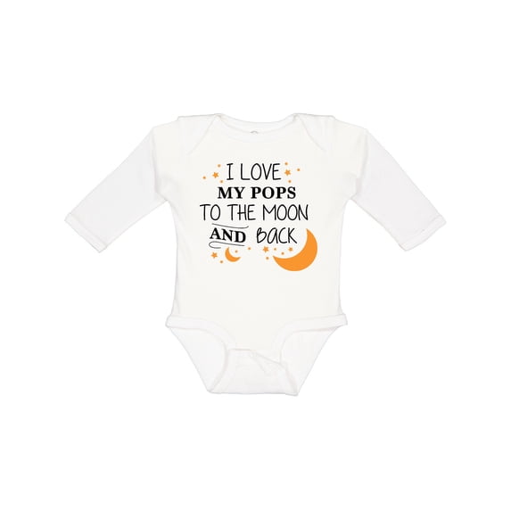 Inktastic I Love My Pops to the Moon and Back Boys or Girls Long Sleeve Baby Bodysuit