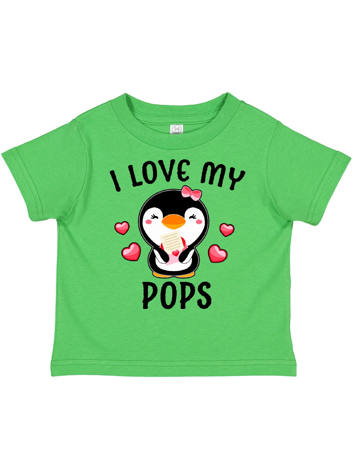 Inktastic I Love My Pops with Cute Penguin and Hearts Girls Toddler T ...