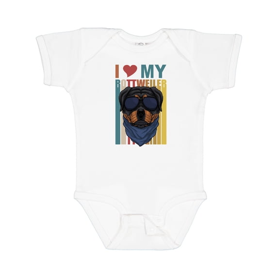 Inktastic I Love My Rottweiler Dog Boys or Girls Baby Bodysuit