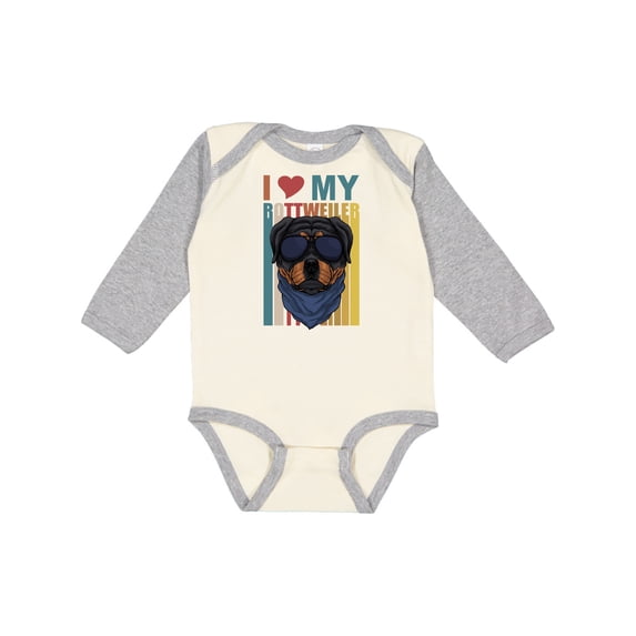 Inktastic I Love My Rottweiler Dog Boys or Girls Long Sleeve Baby Bodysuit