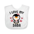 thumbnail image 1 of Inktastic I Love My Saba with Cute Penguin and Hearts Girls Baby Bib, 1 of 4