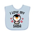 thumbnail image 1 of Inktastic I Love My Saba with Cute Penguin and Hearts Girls Baby Bib, 1 of 4
