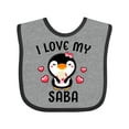 thumbnail image 1 of Inktastic I Love My Saba with Cute Penguin and Hearts Girls Baby Bib, 1 of 4