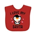thumbnail image 1 of Inktastic I Love My Savta with Cute Penguin and Hearts Girls Baby Bib, 1 of 4