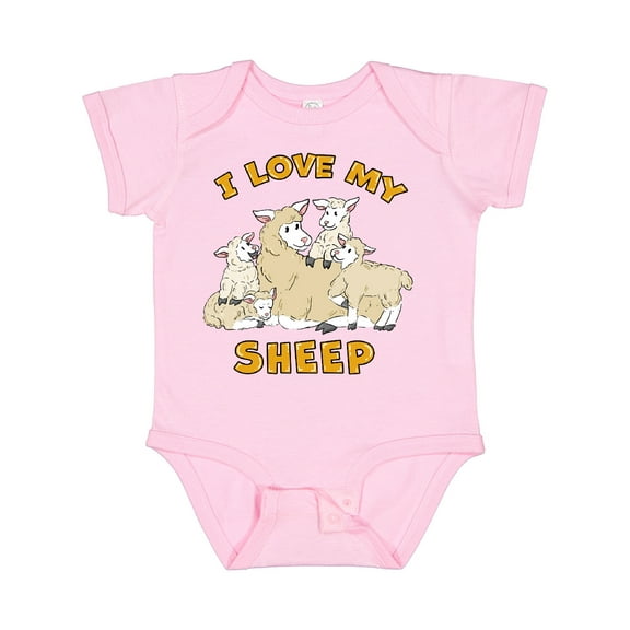 Inktastic I Love My Sheep with Cute Sheep Family Boys or Girls Baby Bodysuit