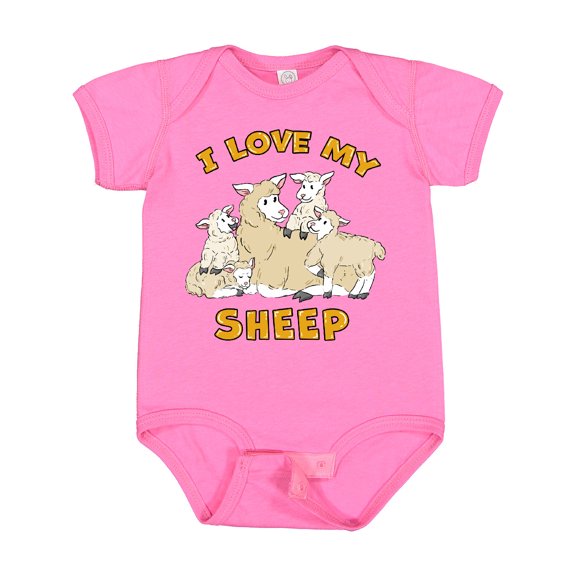 Inktastic I Love My Sheep with Cute Sheep Family Boys or Girls Baby Bodysuit