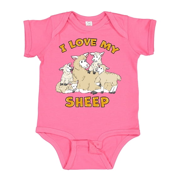 Inktastic I Love My Sheep with Cute Sheep Family Boys or Girls Baby Bodysuit