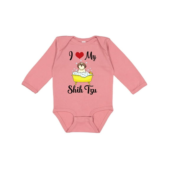Inktastic I Love My Shih Tzu Dog Gifts Boys or Girls Long Sleeve Baby Bodysuit