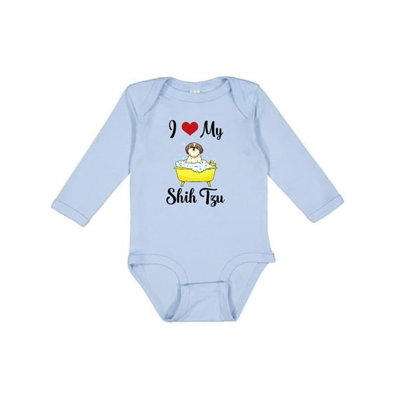 Inktastic I Love My Shih Tzu Dog Gifts Boys or Girls Long Sleeve Baby Bodysuit