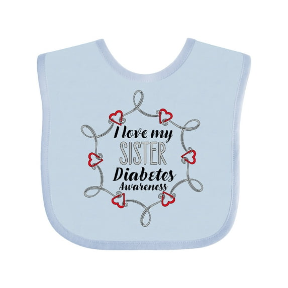 Inktastic I Love My Sister Diabetes Awareness Boys or Girls Baby Bib