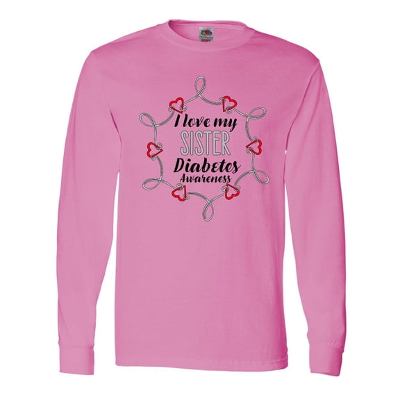 Inktastic I Love My Sister Diabetes Awareness Long Sleeve T-Shirt