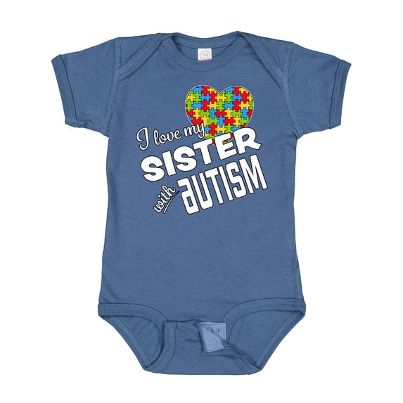 Inktastic I Love My Sister with Autism Boys or Girls Baby Bodysuit