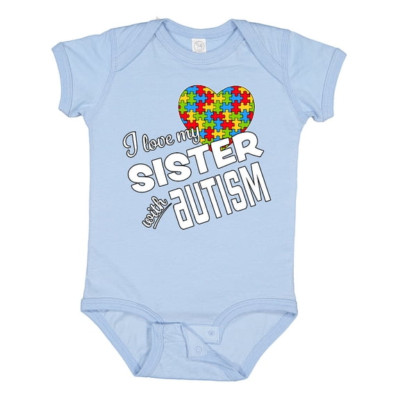 Inktastic I Love My Sister with Autism Boys or Girls Baby Bodysuit