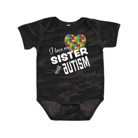 Inktastic I Love My Sister with Autism Boys or Girls Baby Bodysuit