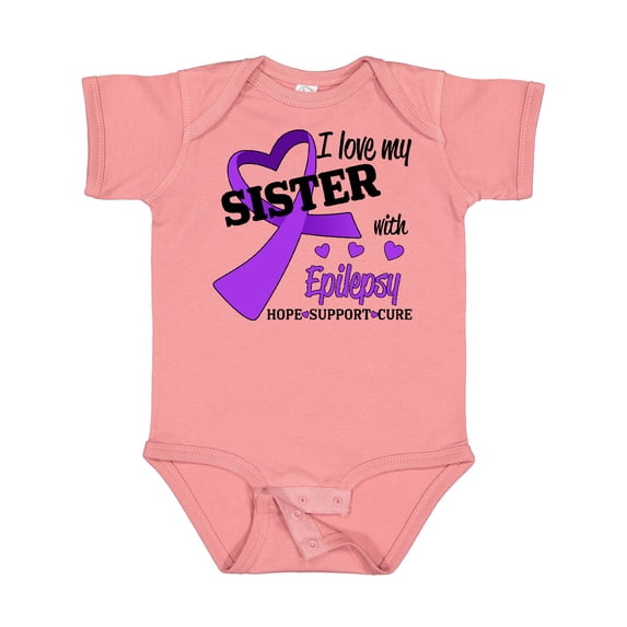 Inktastic I Love My Sister with Epilepsy Hope, Support, Cure Boys or Girls Baby Bodysuit