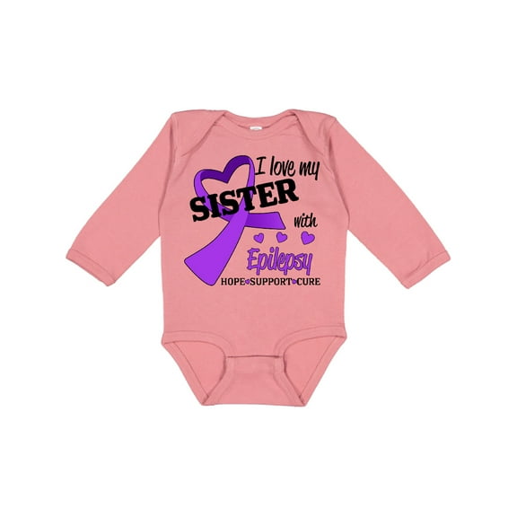 Inktastic I Love My Sister with Epilepsy Hope, Support, Cure Boys or Girls Long Sleeve Baby Bodysuit