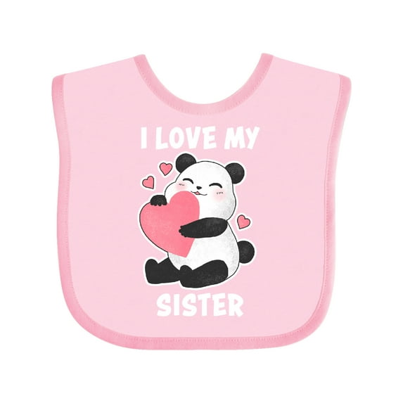 Inktastic I Love My Sister with Panda Illustration Boys or Girls Baby Bib