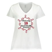 Inktastic I Love My Son Heart Health Awareness Women's Plus Size V-Neck T-Shirt
