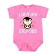 thumbnail image 1 of Inktastic I Love My Step Dad with Cute Penguin and Hearts Girls Baby Bodysuit, 1 of 5