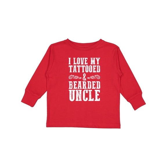 Inktastic I Love My Tattooed & Bearded Uncle Boys Long Sleeve Toddler T-Shirt