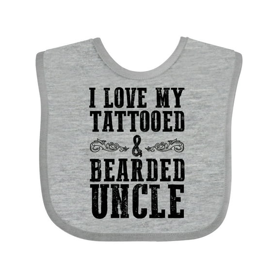 Inktastic I Love My Tattooed & Bearded Uncle Boys or Girls Baby Bib