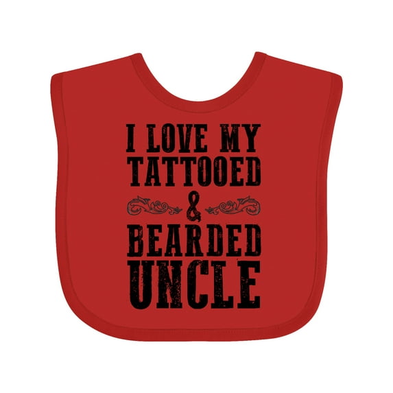 Inktastic I Love My Tattooed & Bearded Uncle Boys or Girls Baby Bib