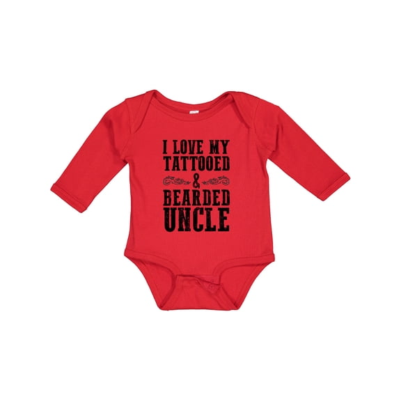 Inktastic I Love My Tattooed & Bearded Uncle Boys or Girls Long Sleeve Baby Bodysuit