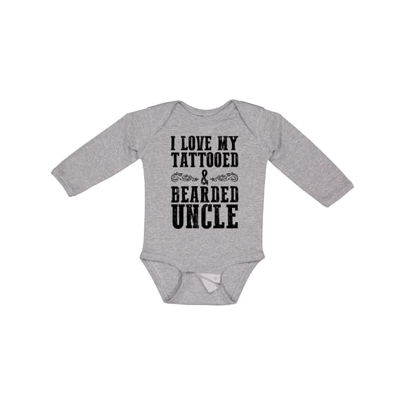 Inktastic I Love My Tattooed & Bearded Uncle Boys or Girls Long Sleeve Baby Bodysuit