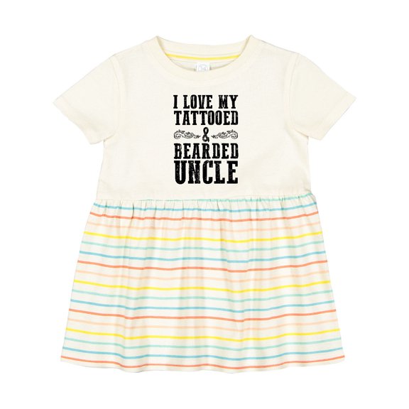 Inktastic I Love My Tattooed & Bearded Uncle Girls Baby Dress