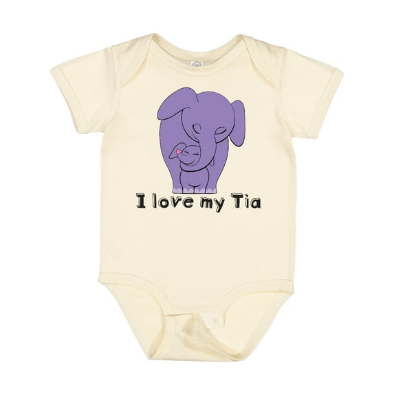 Inktastic I Love My Tia Elephant Purple Boys or Girls Baby Bodysuit