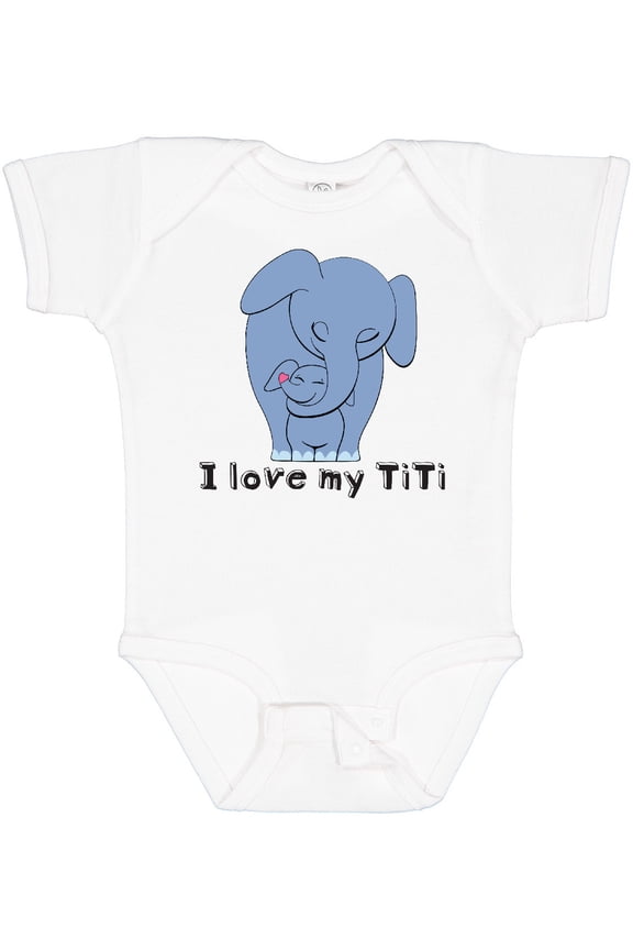 I Love My Titi Elephant Blue Boys Baby Bodysuit