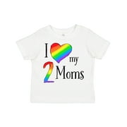 Inktastic I Love My Two Moms- Pride Rainbow Heart Boys or Girls Toddler T-Shirt