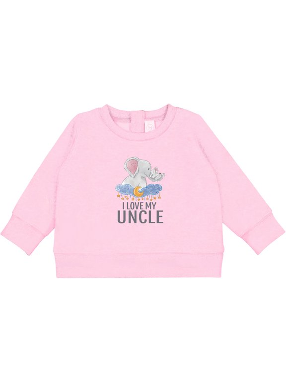 I Love My Uncle Cute Elephants in Night Sky Baby Sweatshirt