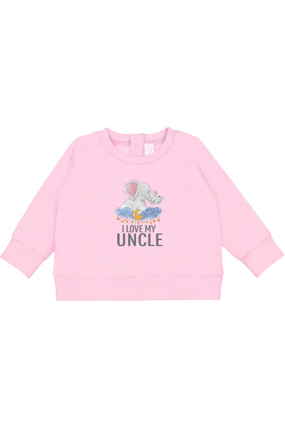 I Love My Uncle Cute Elephants in Night Sky Baby Sweatshirt
