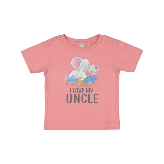Inktastic I Love My Uncle Cute Elephants in Night Sky Boys or Girls Baby T-Shirt